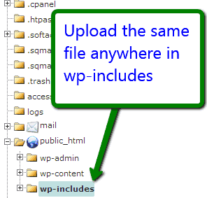 upload htaccess file in wordpress includes