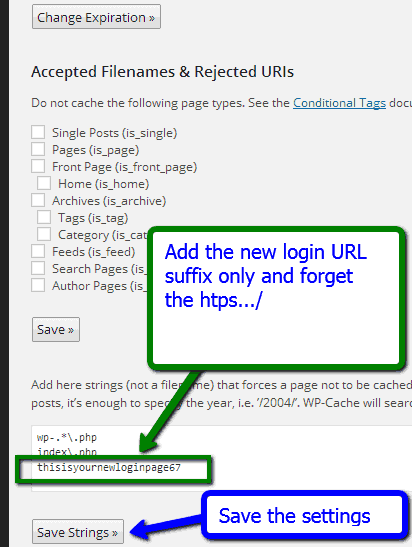 Exclude the new Login URL from WP Super Cache