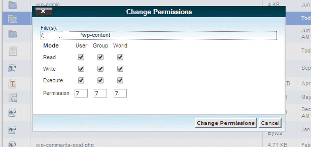 Change file permissions