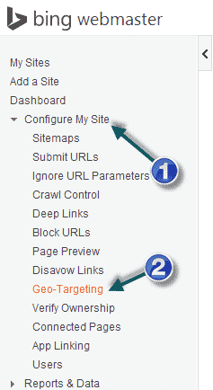 How to Geo target a specefic page for Bing Search
