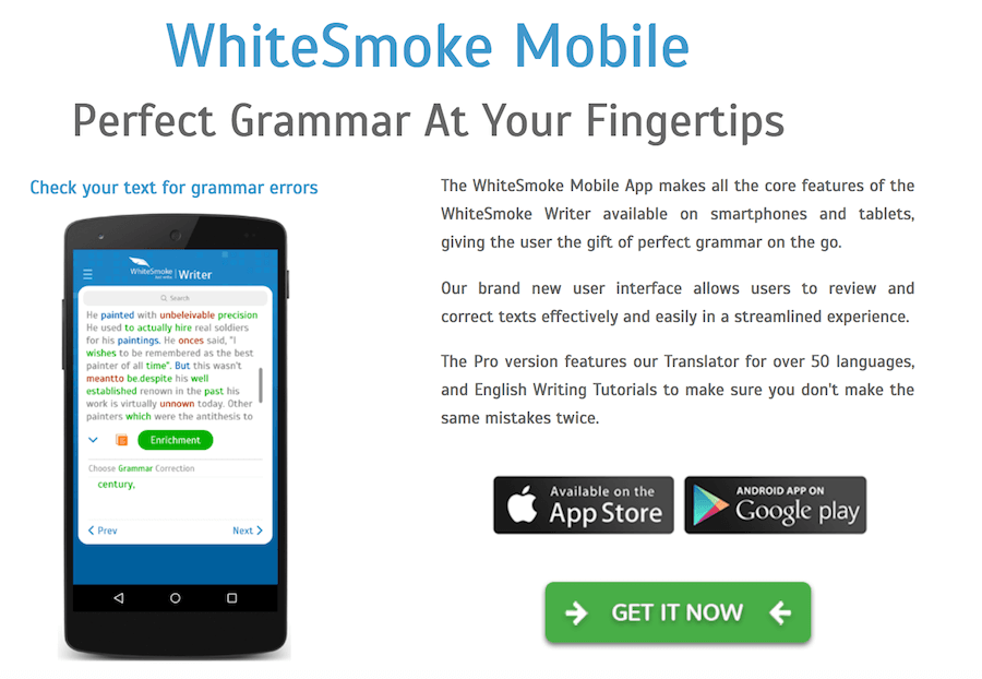 WhiteSmoke Mobile app