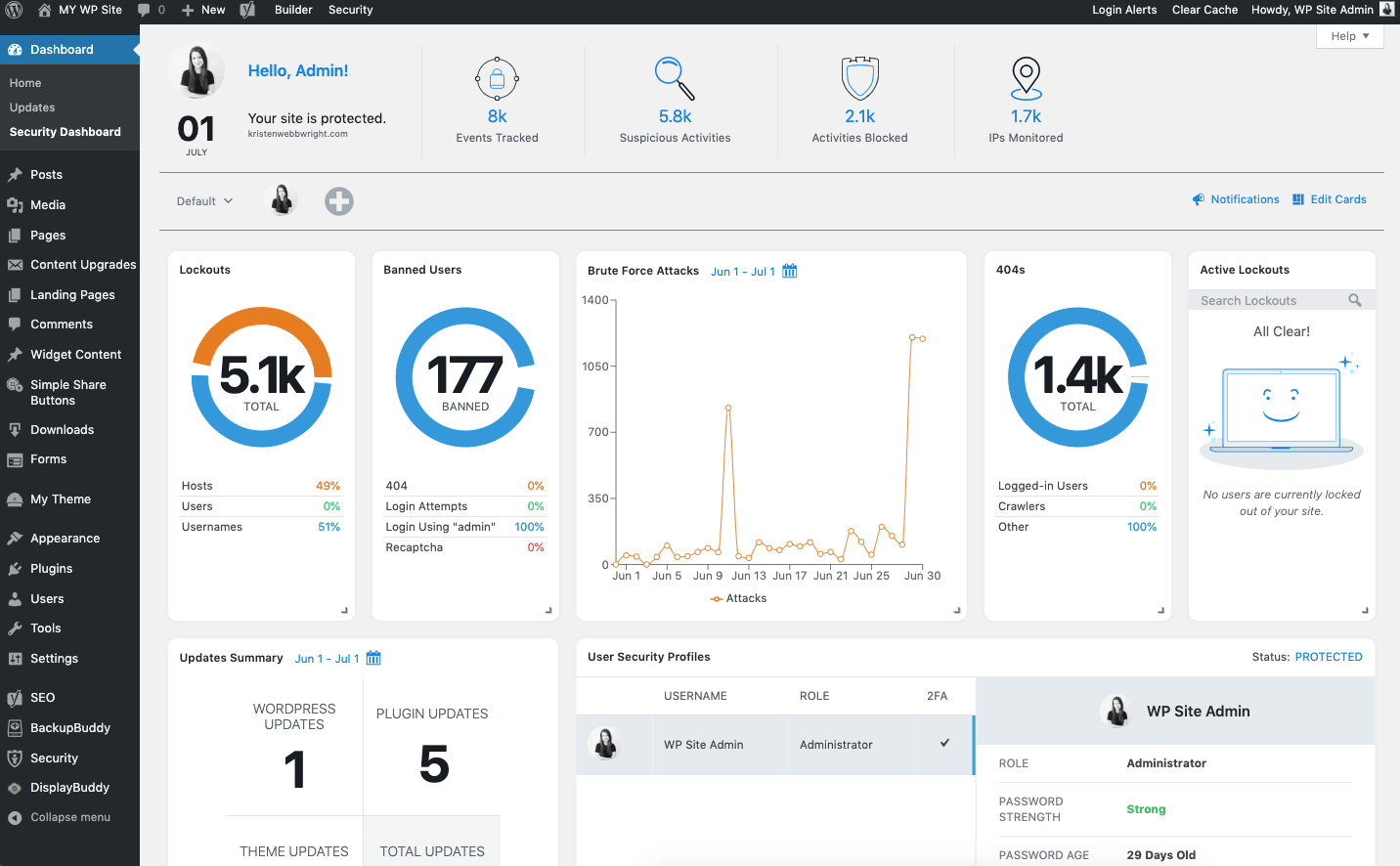 iThemes Security Pro Dashboard