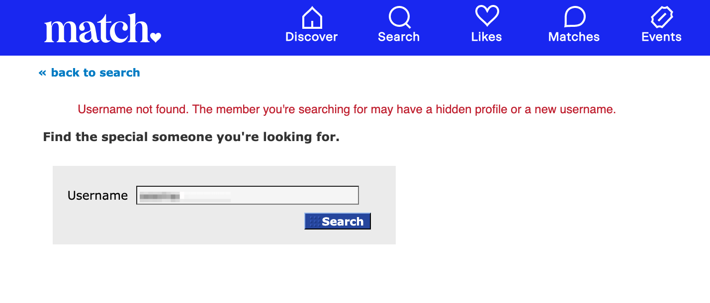 Searching Match.com without logging
