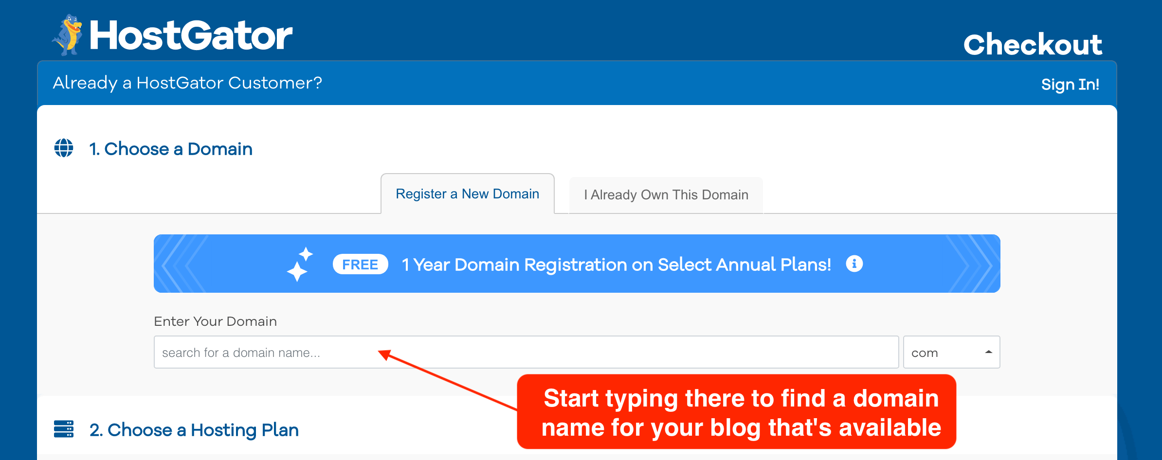 How to claim the free blog domain with HostGator