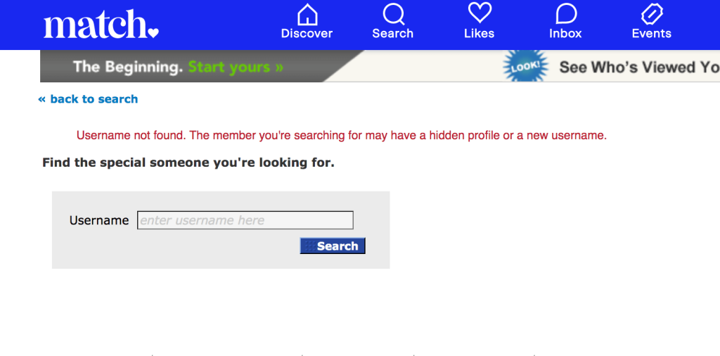 Match.com username search