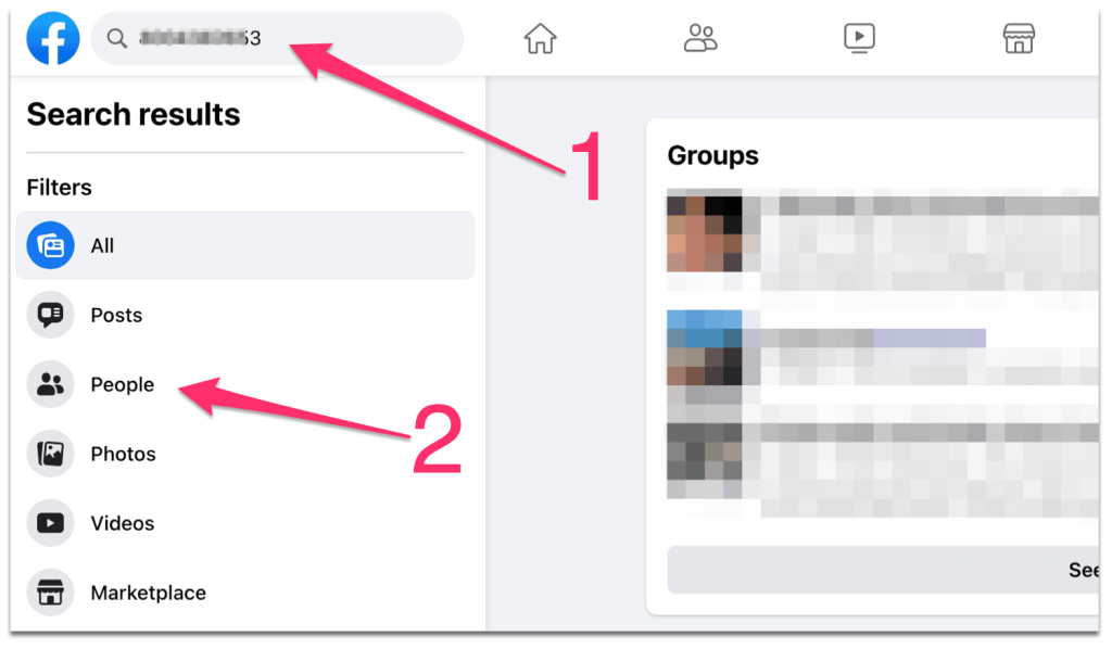 Filtering Facebook search results